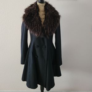 Fleet Street Ltd. Winter Pea Coat. Black with removable faux fur trim.